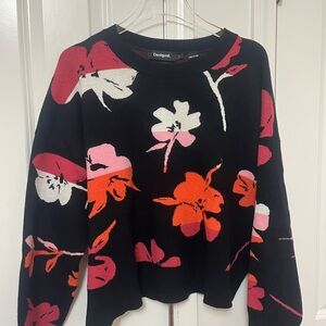 Desigual Women's Floral Sweater - Black, Red, Pink